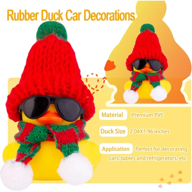 Rubber Duck Car Ornaments Winter Duck Car Dashboard Decorations for Christmas Decor and Home Decorations with Mini Hat Scarf