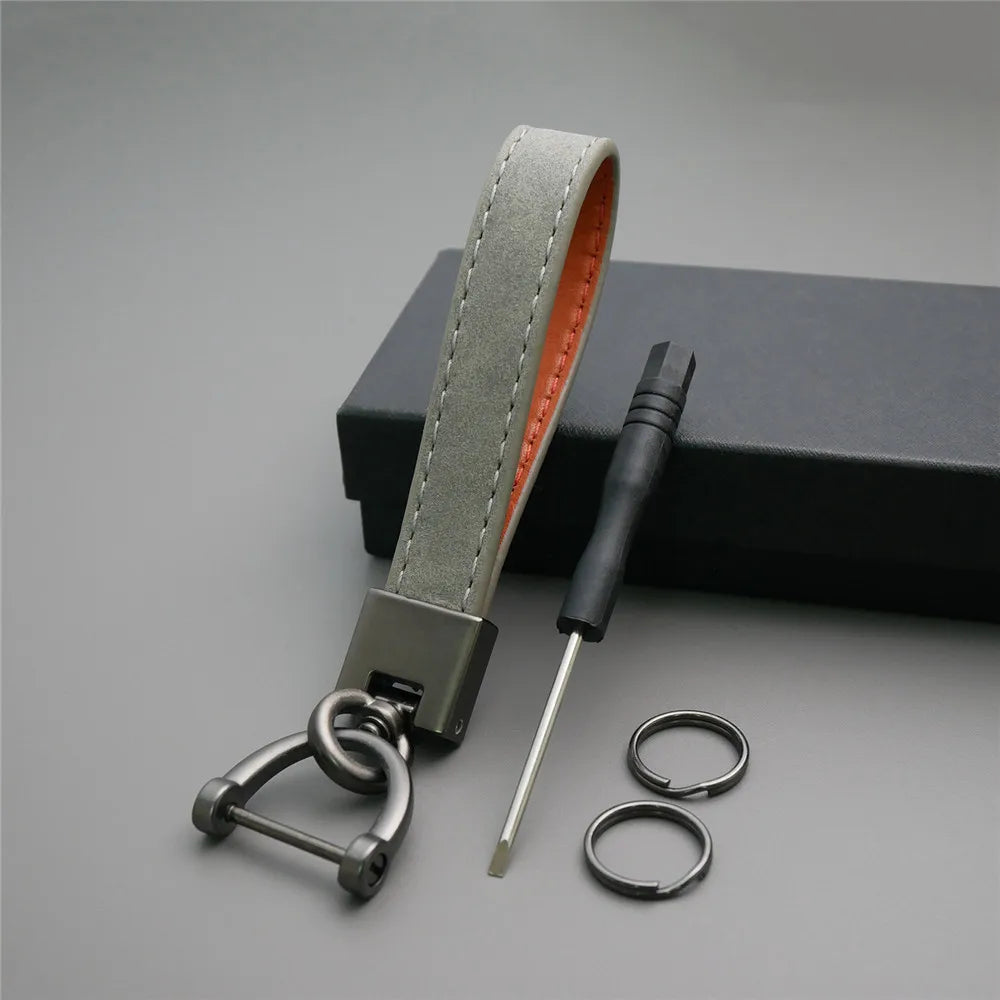 MKENDN Fashion Solid Color Flip Fur Keychain Lanyard Business Gift Key Chain Men Women Car Key Strap Waist Wallet Keyrings