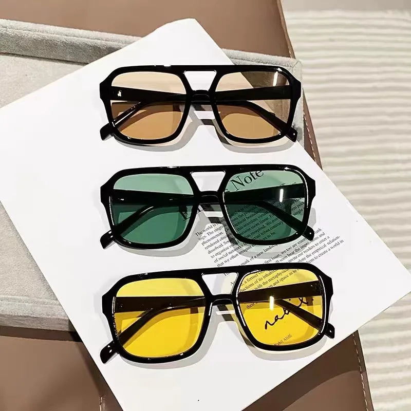 2024 Vintage Oversized Sunglasses Fashion Men Women Square Shades Eyewear Trendy Ins Popular Brand Design UV400 Sun Glasses - Madeinsea©