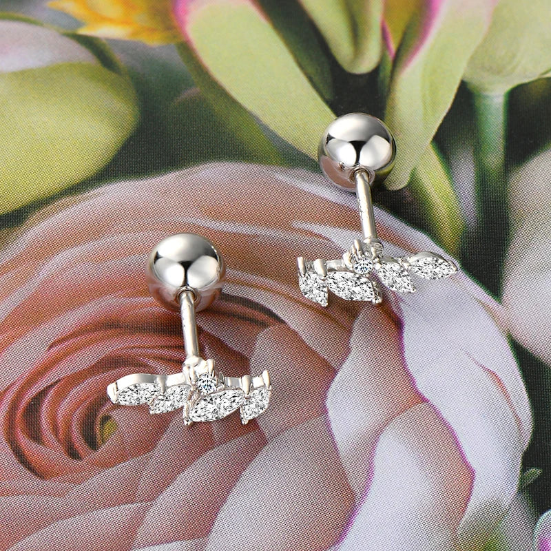 OXTAO D VVS1 Moissanite Earrings Female Jewelry 925 Sterling Silver Leaf-Shaped Piercing Earrings Pendant Luxury Jewelry Gifts