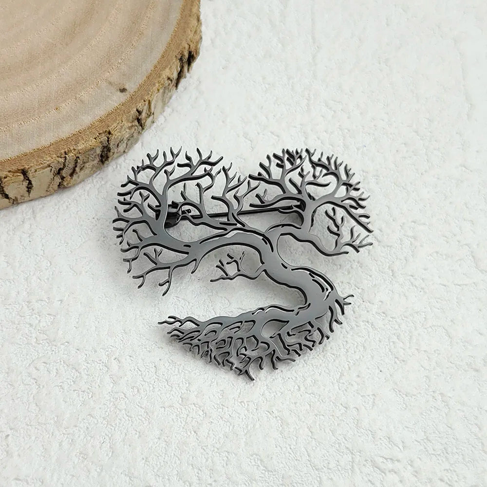 Original innovative branch love hollow stainless steel gold-plated 18K brooch, suit lapel pin, waterproof formal fittings