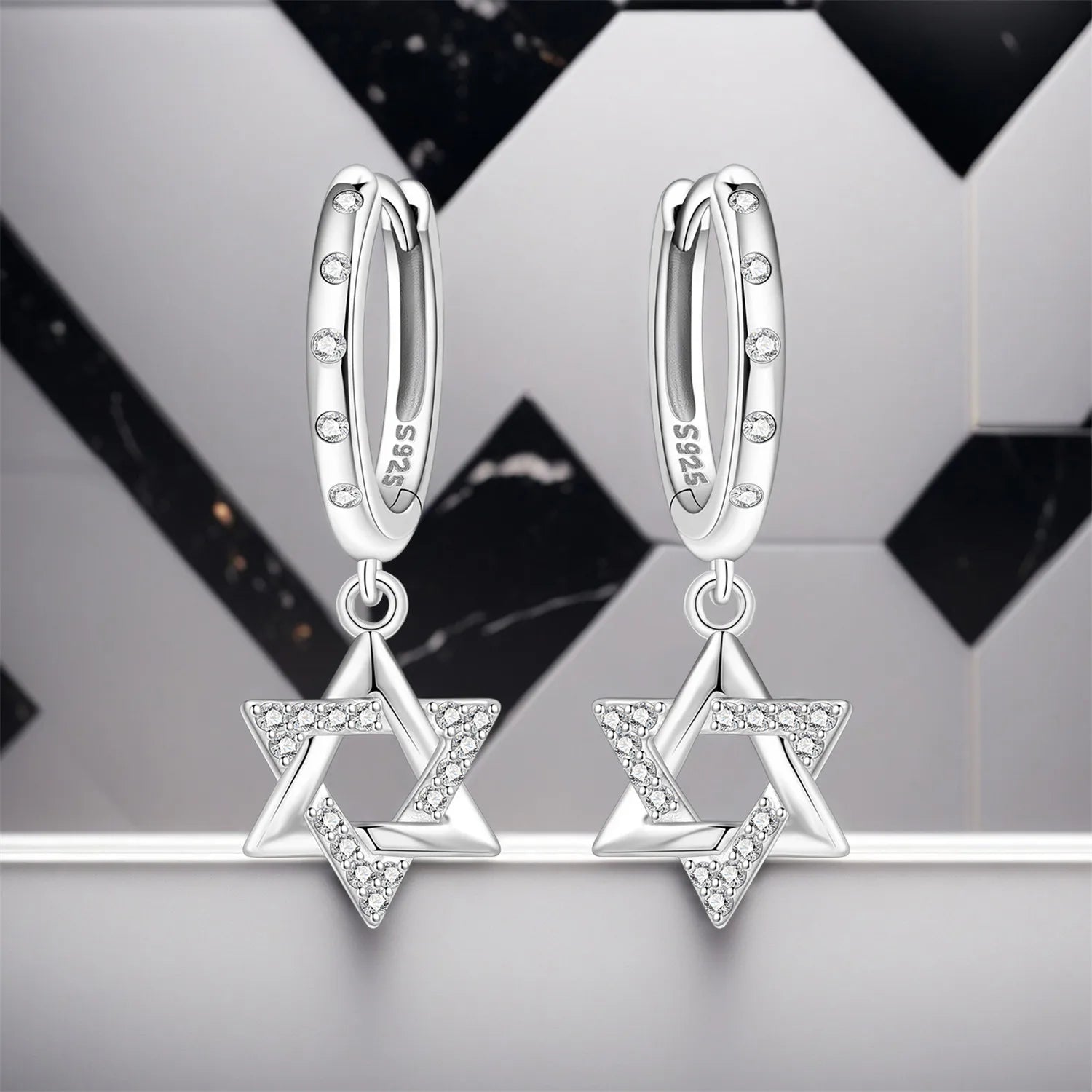 PANPOKI 925 Sterling Silver Shining Starry Sky Series Drop Earrings Women Earrings Charm Fashion Versatile Party Jewelry Gifts