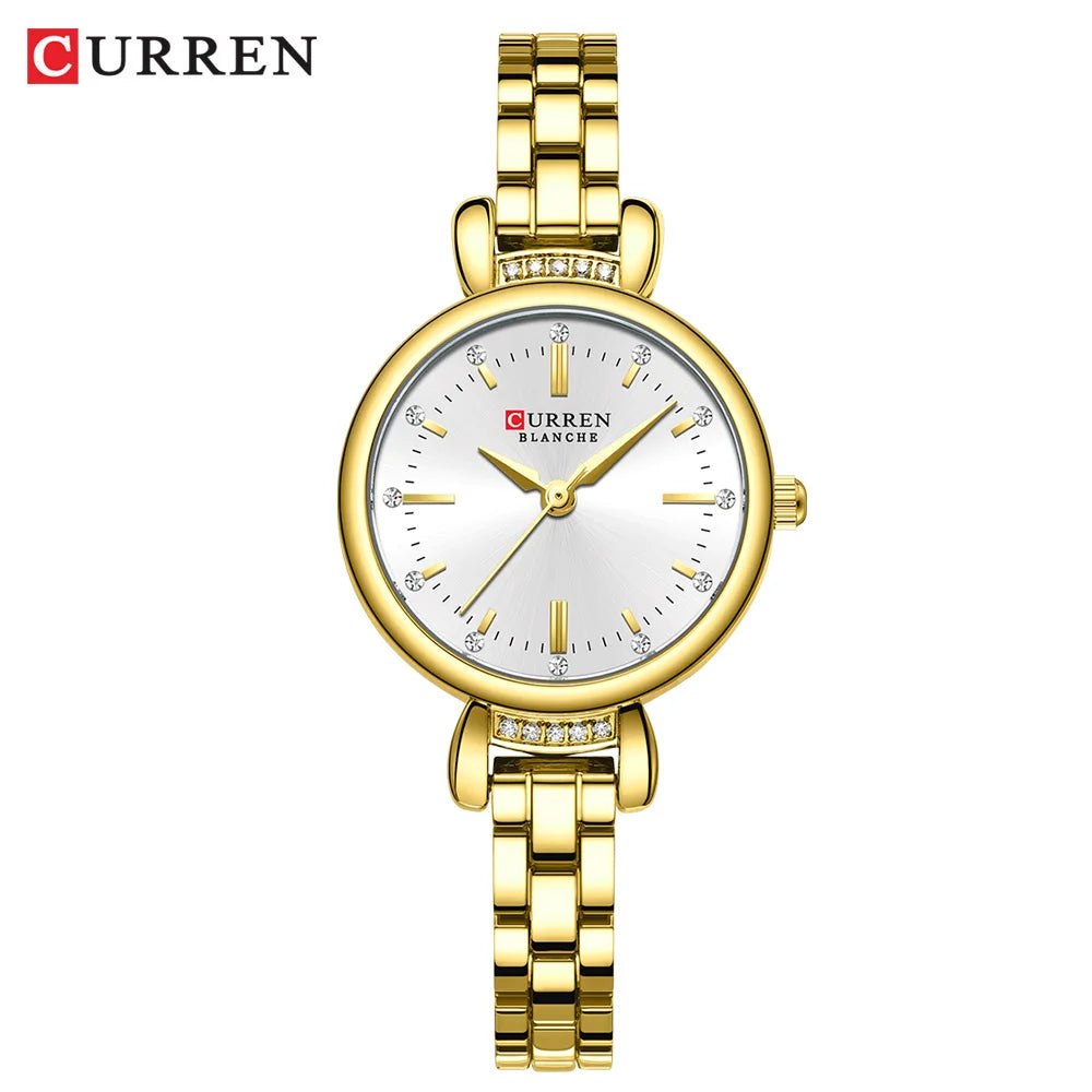 CURREN-Elegant Dress Watch for Women, Luxurious and Exquisite, 28mm Dial with Shinning Rhinestone, Quartz Wristwatch, New - Madeinsea©