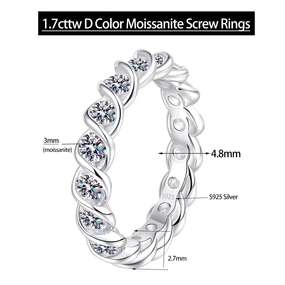 Serenity D Color Moissanite Row Rings for Women Gift 100% S925 Sterling Silver Plated 18K Sparkling Eternity Rings Fine Jewelry - Madeinsea©