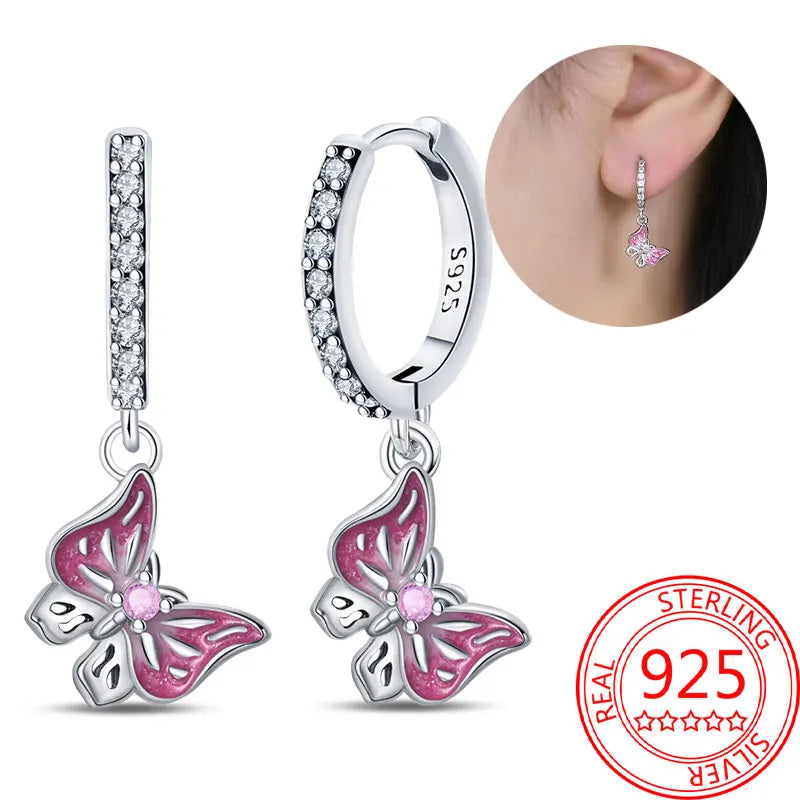 Hot Sale Bee Earrings For Girl Lovely Yellow Black Dancing Bee Happy S925 Hoop Earrings Birthday Gift Silver Jewelry