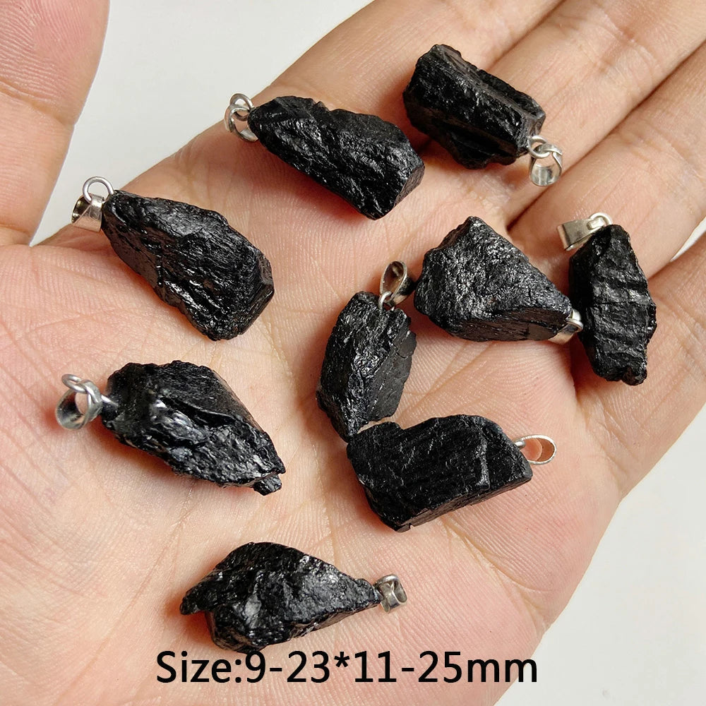 5pcs Natural Rough Stone Pendant Irregular Shape Healing Amethysts Labradorite Agat Quartz Pendants For DIY Handmade Necklace