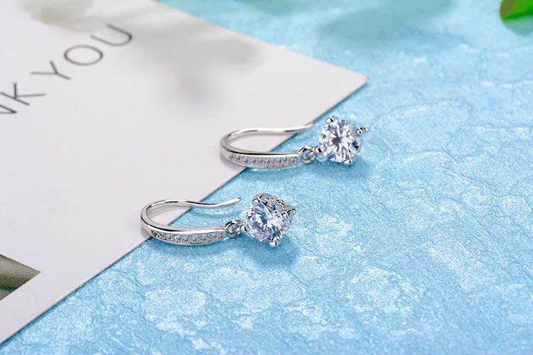 925 Sterling Silver Moissanite Drop Earrings For Women Simple Brand Design D Color VVS Diamond Pass Test Eardrop Fine Jewelry