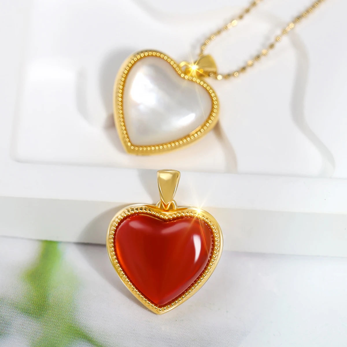 Szjinao 100% Real Gold 18k Natural Agate Necklace For Women Heart Pendant Au750 Pure Original Gold Jewelry Valentine's Day Gifts