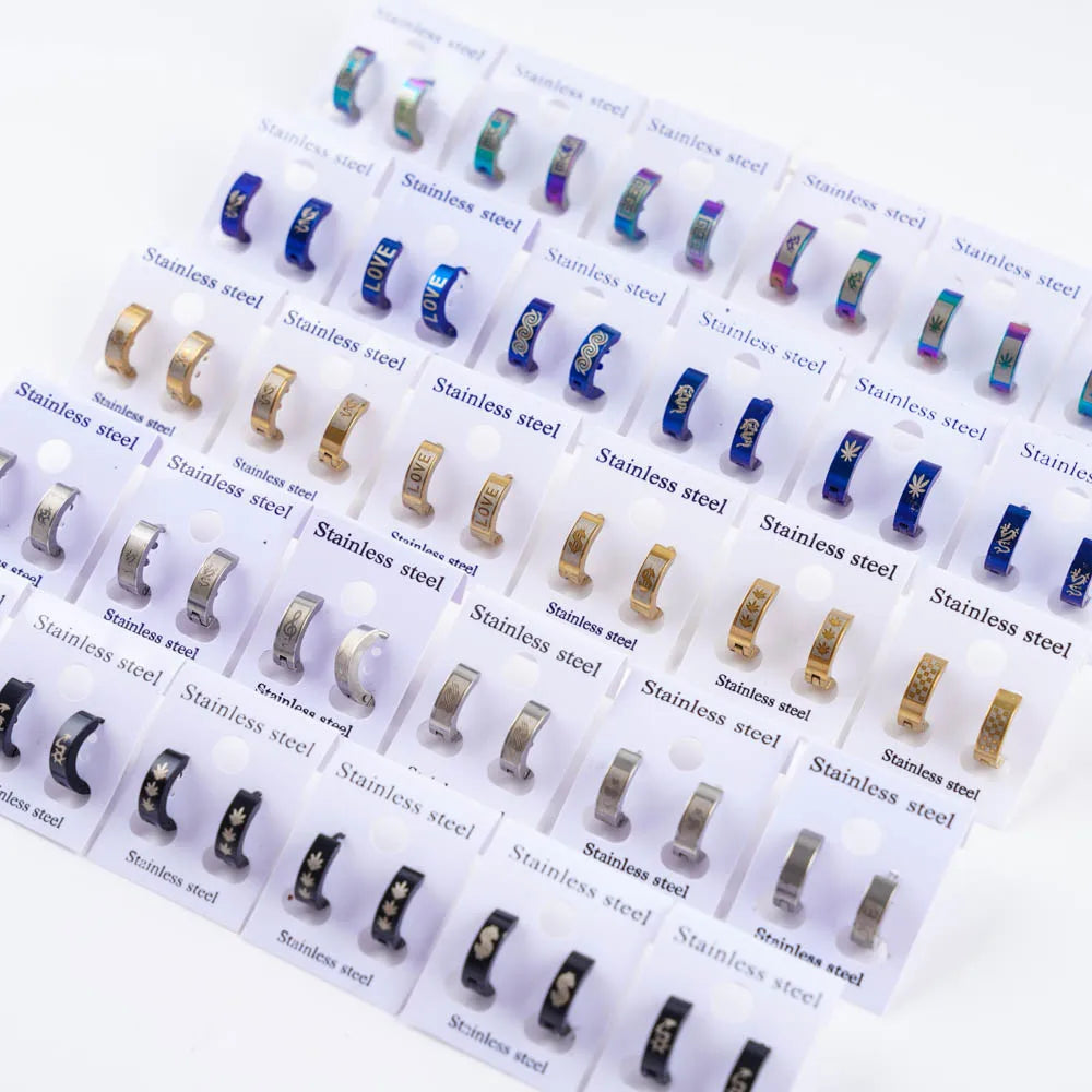 20 Teile/los 4mm Punk Edelstahl Ohrstecker mit Mond Sterne Anhänger für Männer Frauen Hip Hop Piercing Ohr Schmuck Zubehör