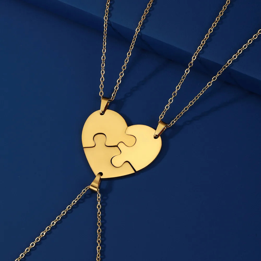 Stainless Steel Heart Pendant Necklace for Best Friend Multiple Heart Puzzle Necklaces Jewelry Gift for Family 2022 New
