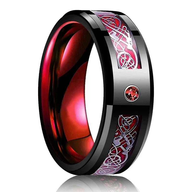 Trendy 8mm Men Frosted Stainless Steel Rings Silver Color Brushed Groove Beveled Edge Engagement Rings For Men Wedding Jewelry