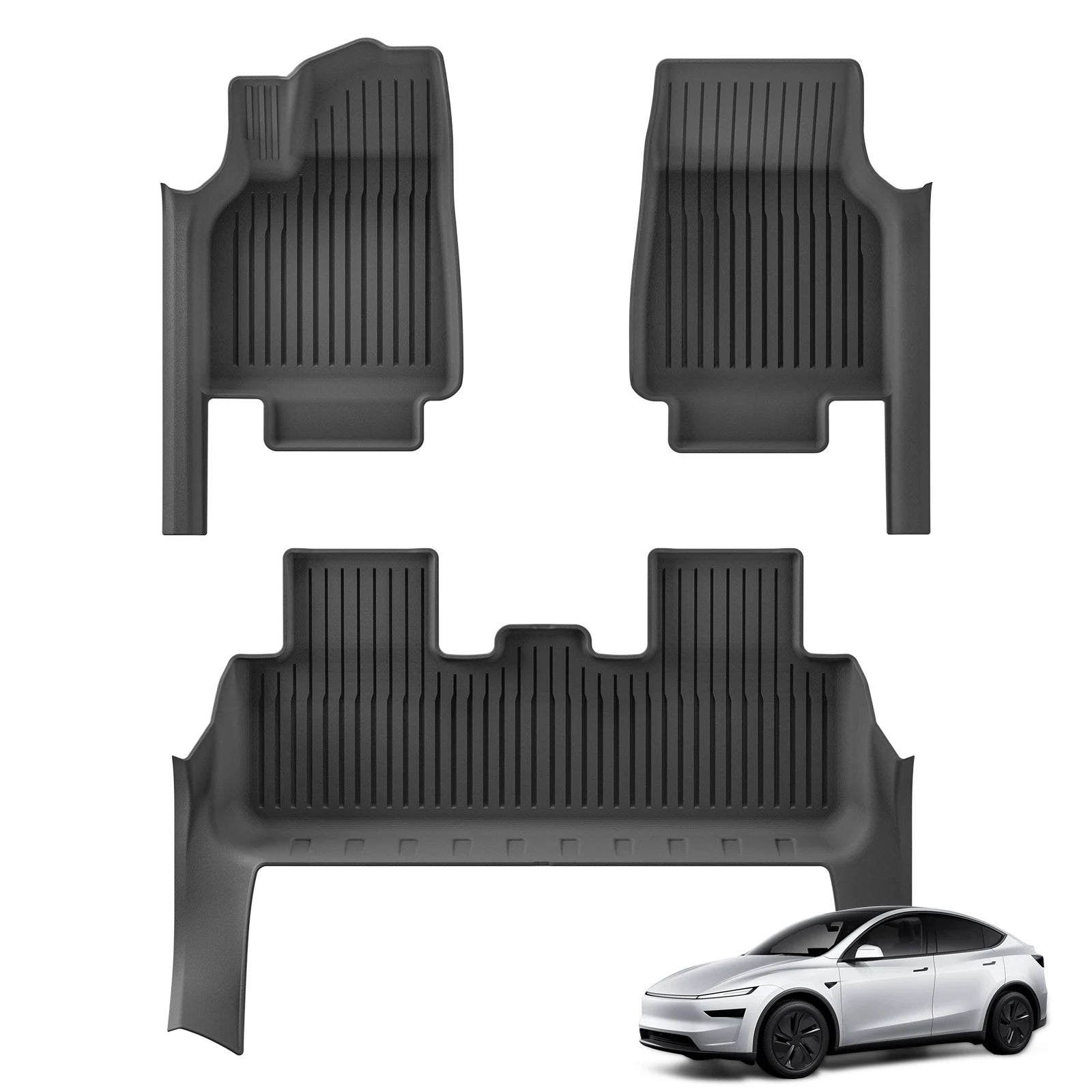 LUCKEASY for Tesla Model Y 5seats Launch 2025 2026 Juniper LHD Car Floor Mats TPE Foot Mat With Door Sill Protective Cover Black - Madeinsea©