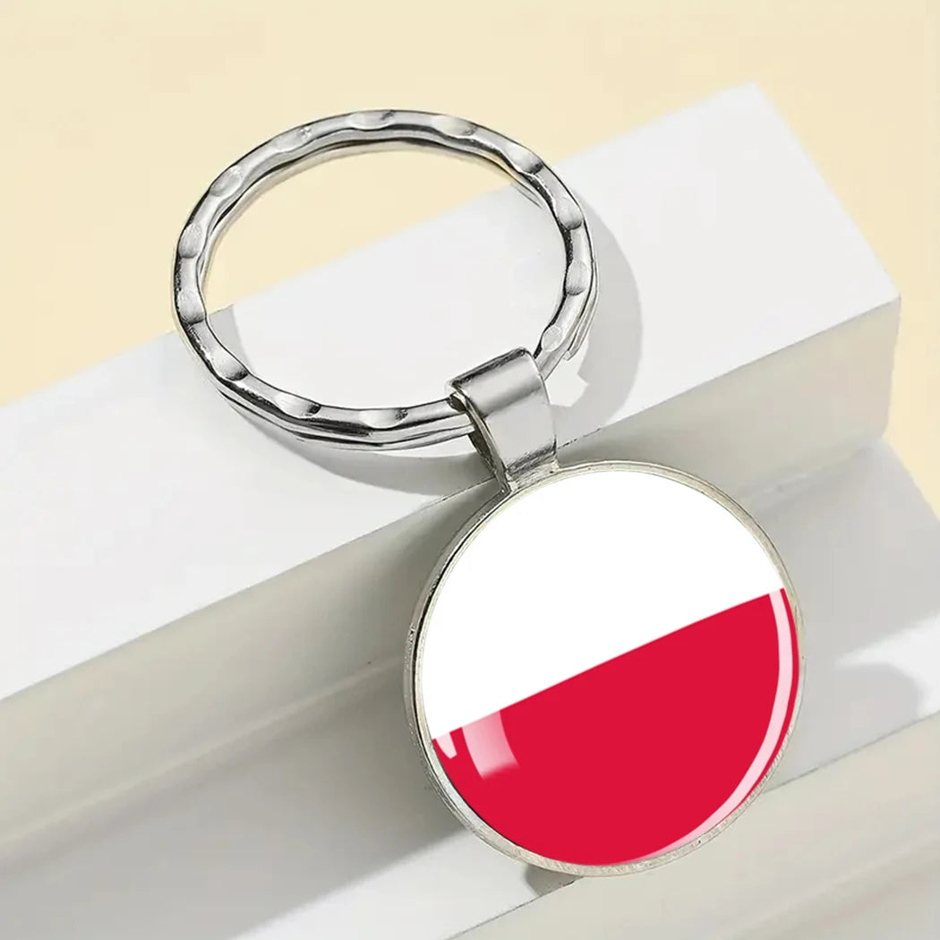 Europe National Flag Keychain Albania Spain Italy France UK Flag Glass Metal Key Chain Bag Pendant Gift for Patriot