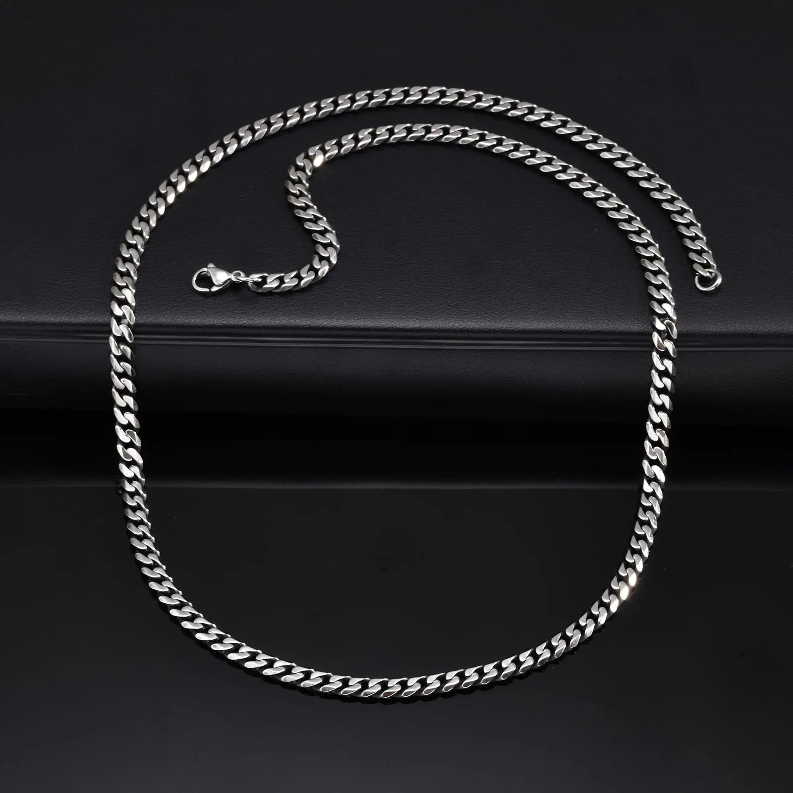 Collier Vnox rétro en acier inoxydable oxydé, chaîne cubaine, maille gourmette Miami 5 mm, bijou unisexe simple et tendance