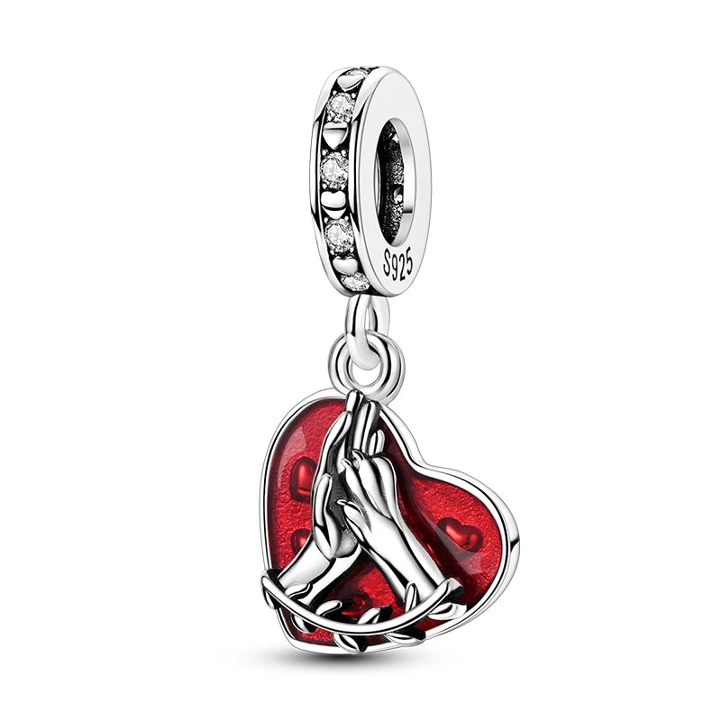 New 925 Sterling Silver Charms Bead Red Cherry Strawberry Love Heart Charm Fit Original Bracelet Pendant DIY Jewelry For Women - Madeinsea©