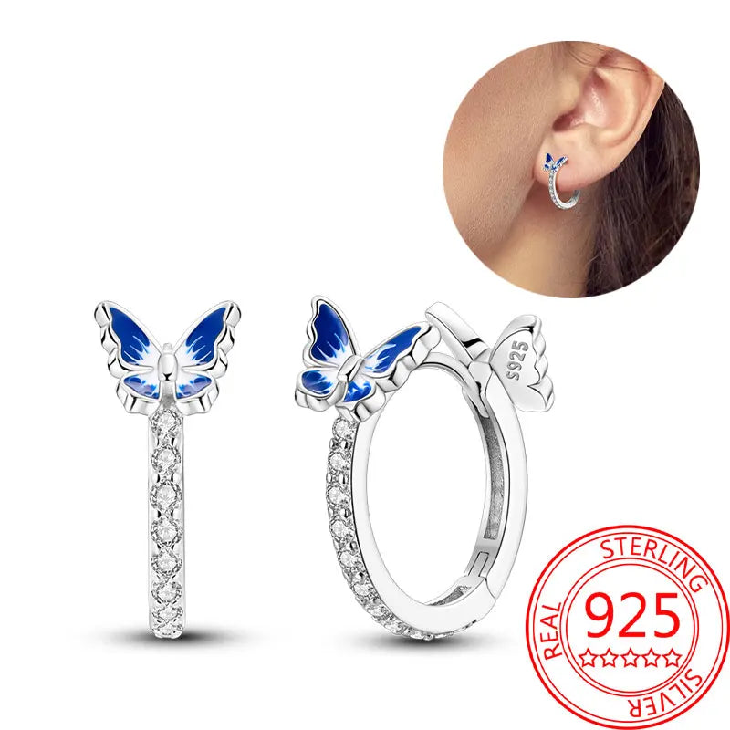 Hot Sale Bee Earrings For Girl Lovely Yellow Black Dancing Bee Happy S925 Hoop Earrings Birthday Gift Silver Jewelry