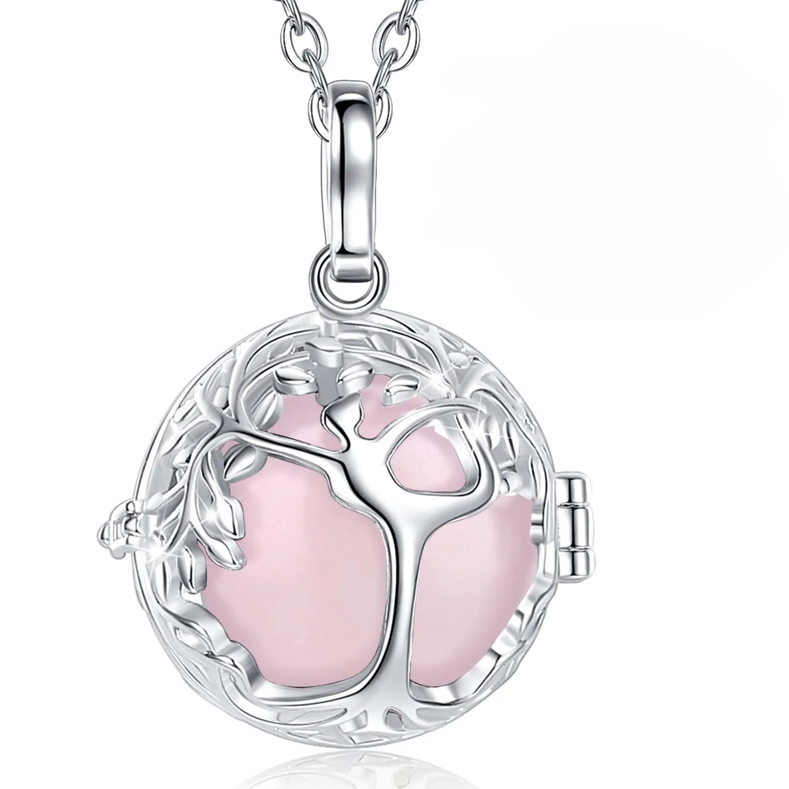 Eudora Tree of Life Cage Necklace Obsidian Energy Healing Crystal Stone Amethyst Lapis Pendant Spiritual Jewelry Meditation Gift