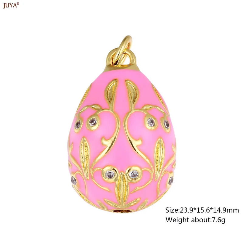 JUYA New 3D Water Drop Pendant Bohemia Type CZ Enamel Charm For DIY Women Necklaces Jewelry Making Accessories