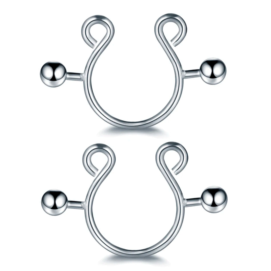 1Pair Steel Screw Nipple Clamps Sexy Women Clip Nipple Rings Faux Nipple Piercing Jewelry Non Piercing Nipple Shiled Rings 14G