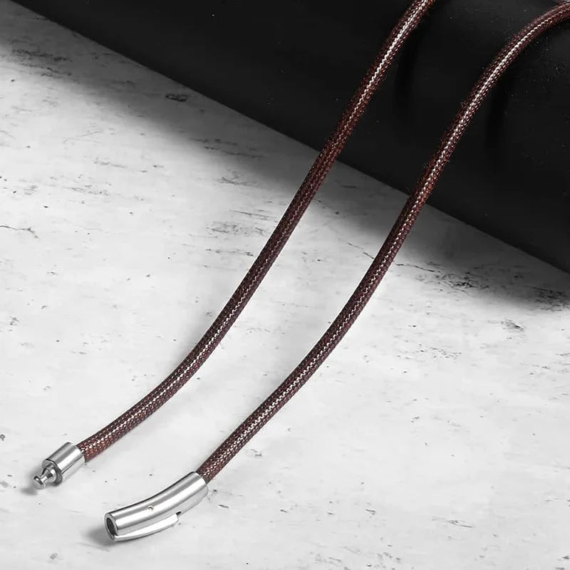 MKENDN Black Genuine Leather Rope Necklace With Clasp Cord Chain Line String For DIY Pendant Jewelry Making Accessories for Men - Madeinsea©