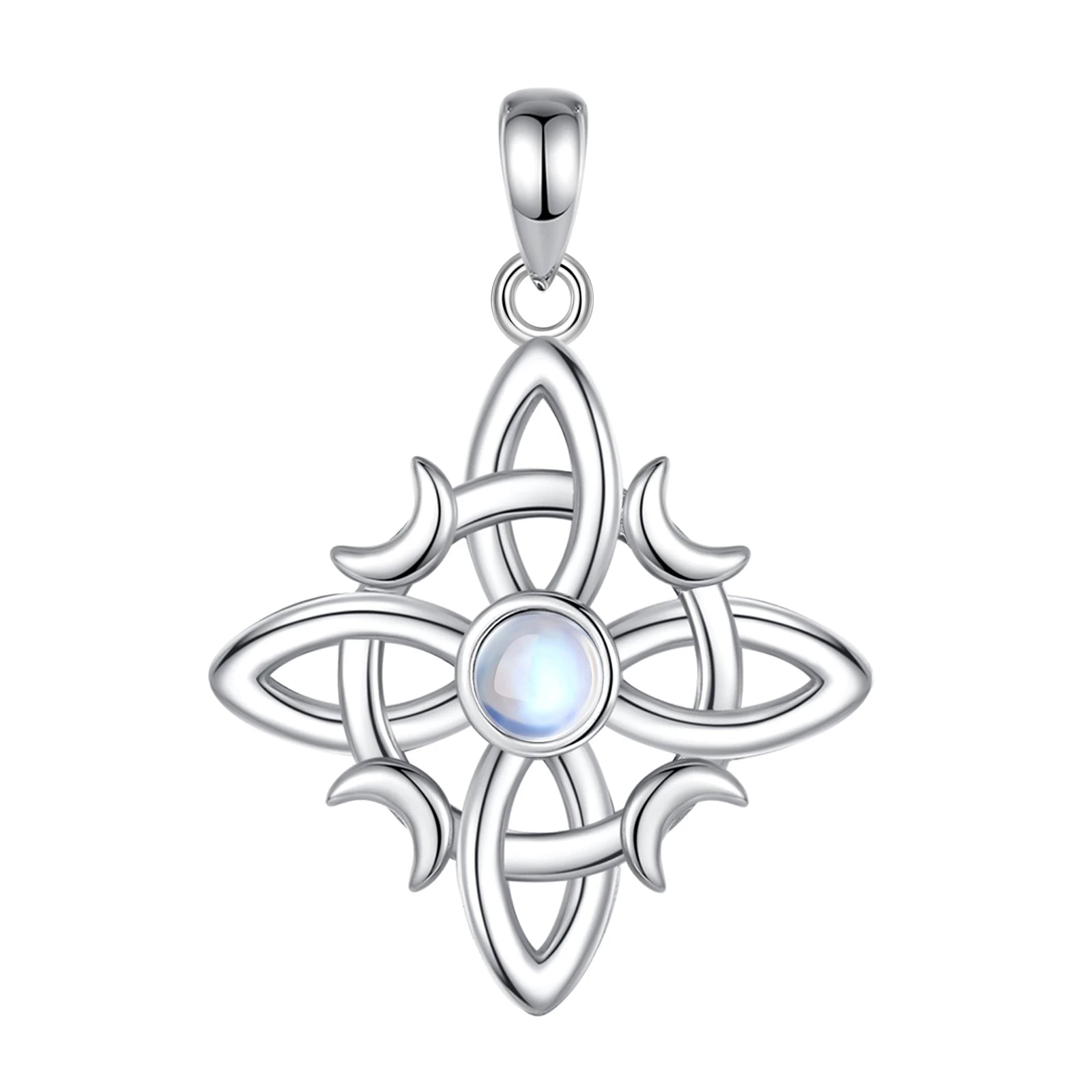 Colliers Eudora Nudo de Bruja en argent 925, pendentifs originaux en forme de nœud de sorcière pour femmes, pierre de lune, nœud celtique, amulette, bijoux Wicca, cadeau