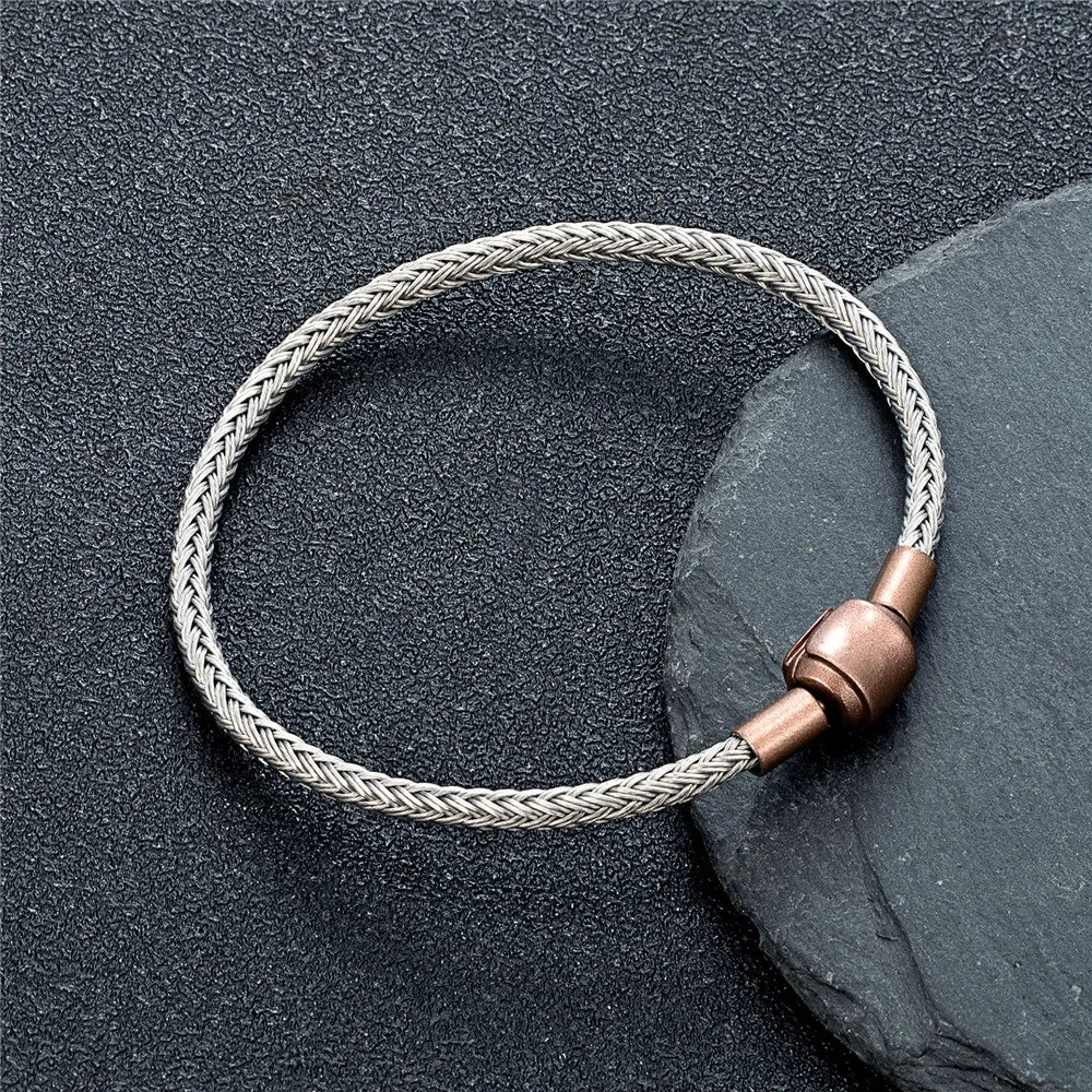 MKENDN DIY Simple Style Men Women Jewelry Non-fading Steel Wire Rope Bracelet Classic Cuff Charm Bracelet for Male Female Gifts