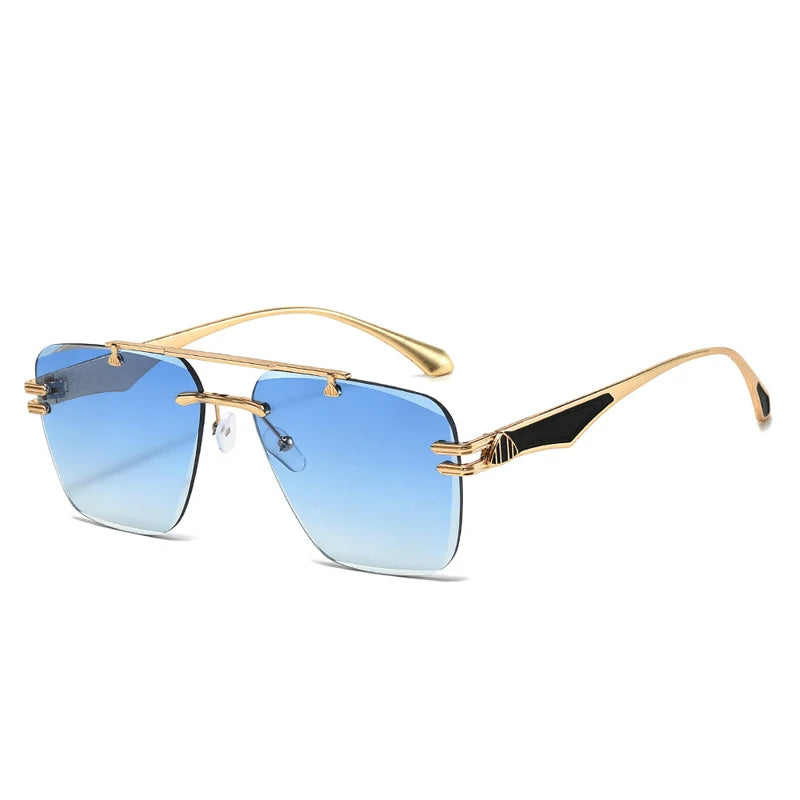 2025 INS Popular Rimless Pilot Sunglasses Men Women Square Shades Retro Brand Female Sun Glasses Vintage Fashion Oculos De Sol