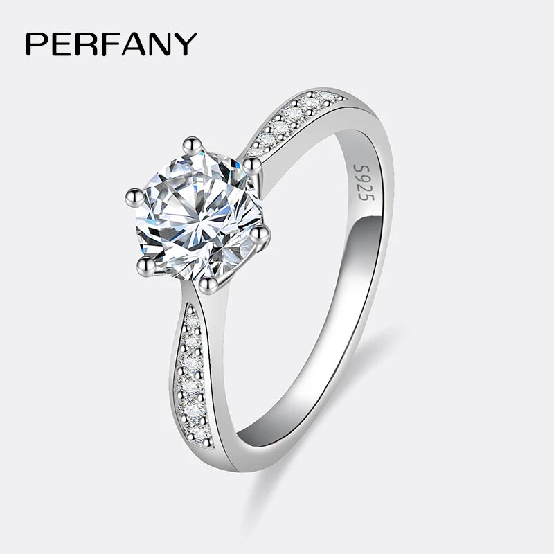 PERFANY 0.5-3CT Moissanite Ring For Women S925 Pure Silver Sparkling Engagement Ring Wedding High-end Jewelry - Madeinsea©