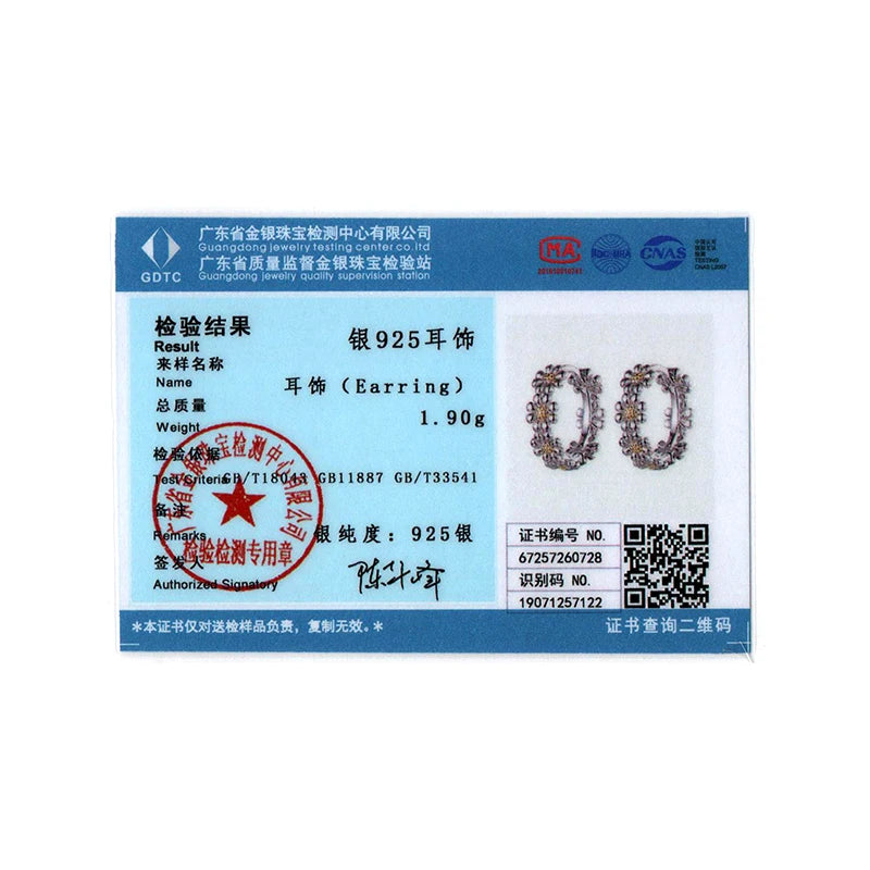 BISAER 925 Sterling Silver Daisy Hoop Earrings Two-tones  Minimalist Earrings 14K Gold Plated for OL Women Party Fine Jewelry