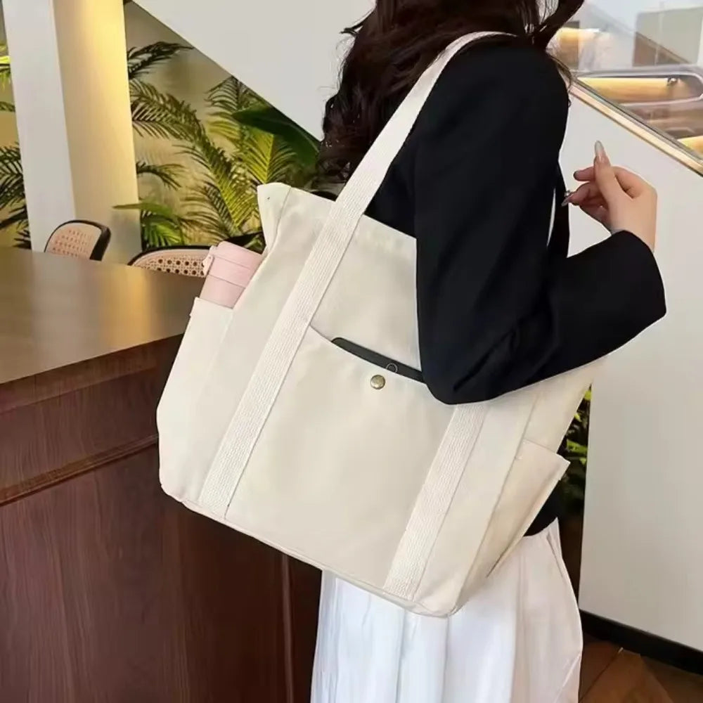 Large Capacity Canvas Tote Bags for Work Commuting Carrying Bag College Style Student Outfit Book Shoulder Bag Shopping Bag