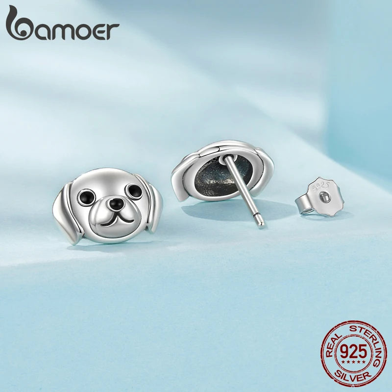 BAMOER Ohrringe aus 925er Sterlingsilber mit Labrador-Motiv für Damen und Mädchen, Schmuck mit Tiermotiv für Tierliebhaber SCE1878