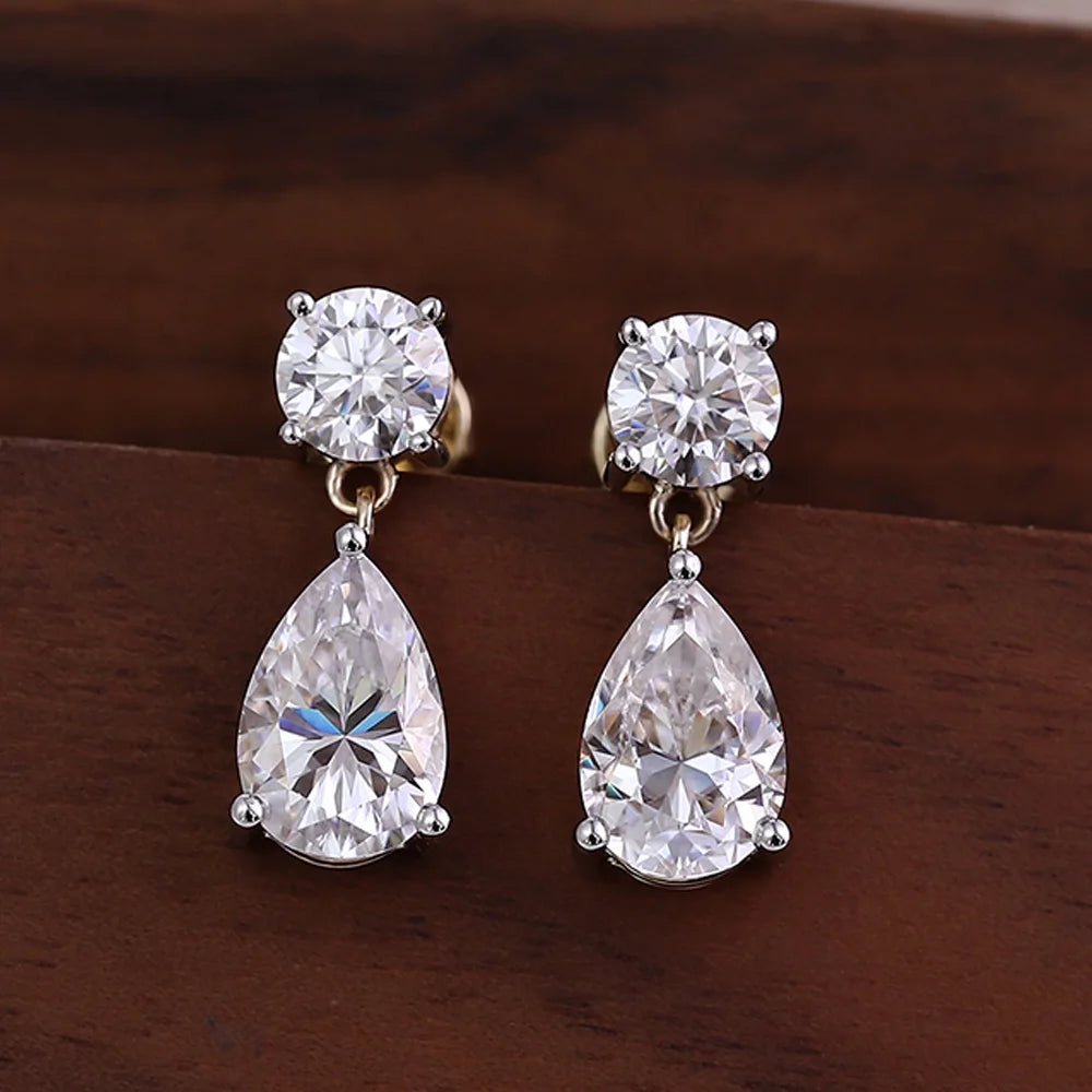 Serenity 5cttw D Color Moissanite Earrings for Women 100% S925 Sterling Silver Plated 18K Lab Diamond Drop Earrings Fine Jewelry