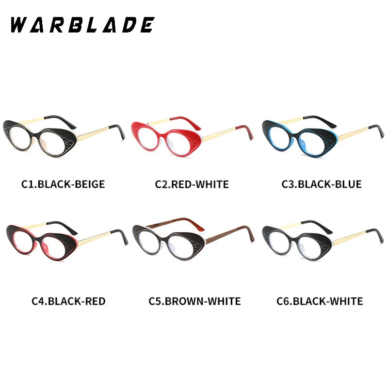 2025 Metal Cat Eye Stripe Anti Blue Light Glasses Women Small Y2K Optical Spectacles Frame Fashion Rivet Prescription Eyeglass