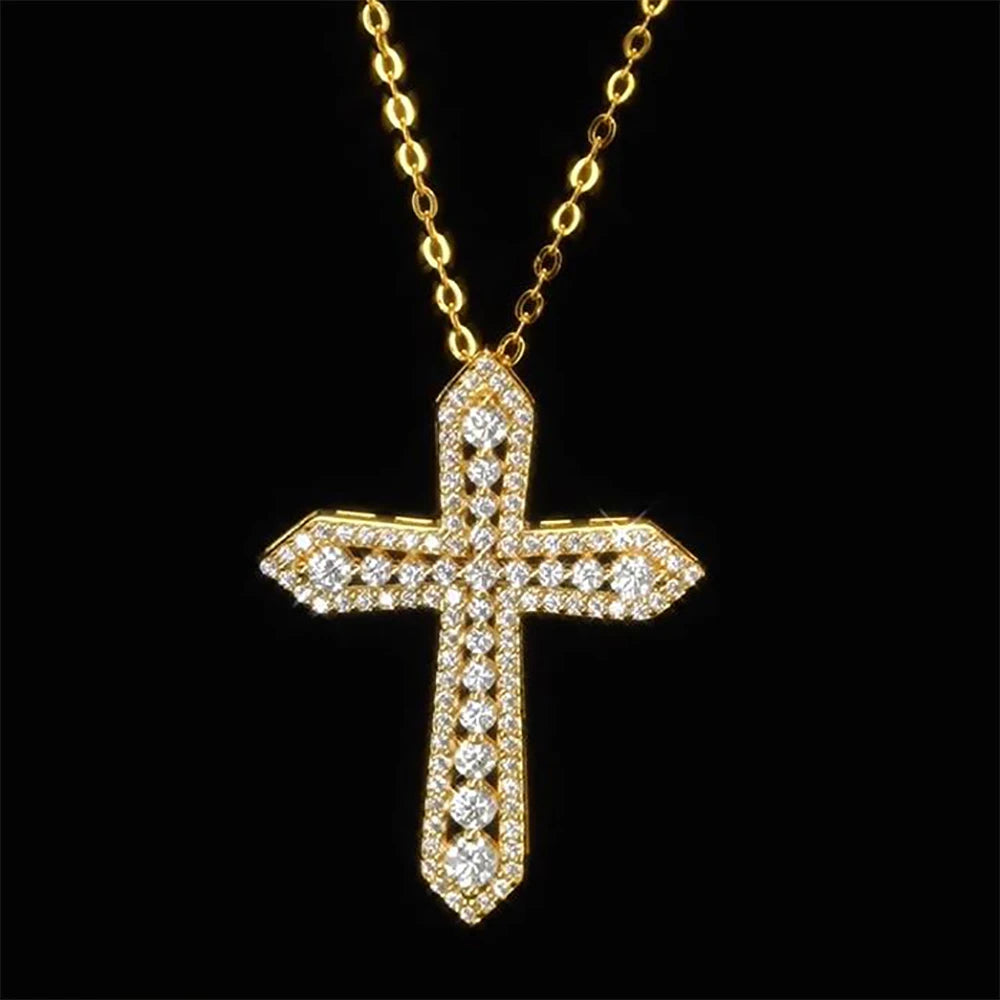 Serenity Real D Color Moissanite Cross Necklace for Women Men 100% 925 Sterling Silver Plated 18K Jesus Pendant Necklace Jewelry - Madeinsea©