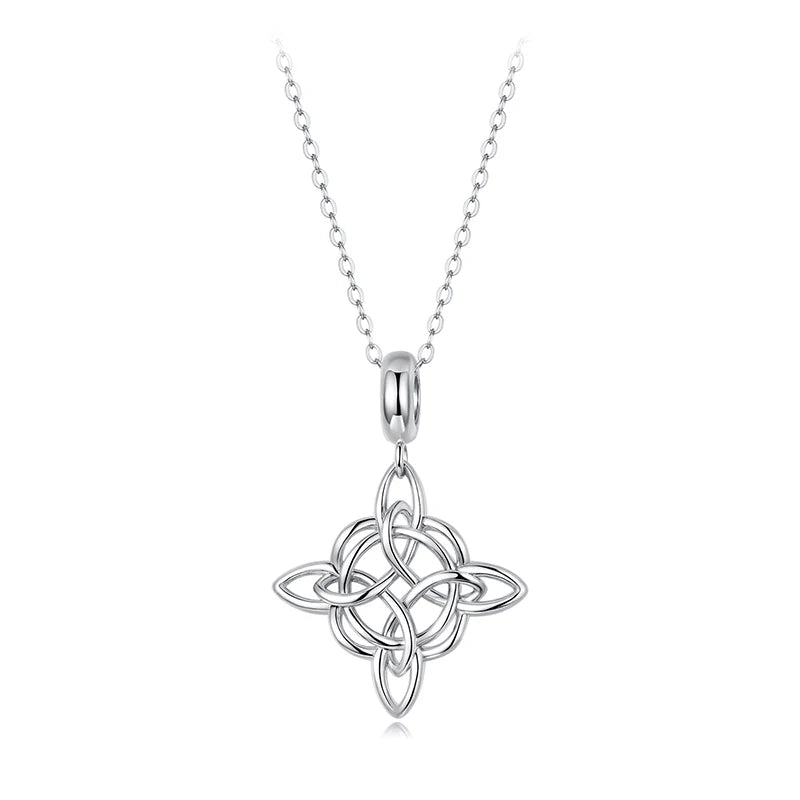WOSTU 925 Sterling Silver Celtic Knot Necklace, Eternal Love Pendant Necklace Unisex Irish Jewelry for Valentine's Day/Christmas