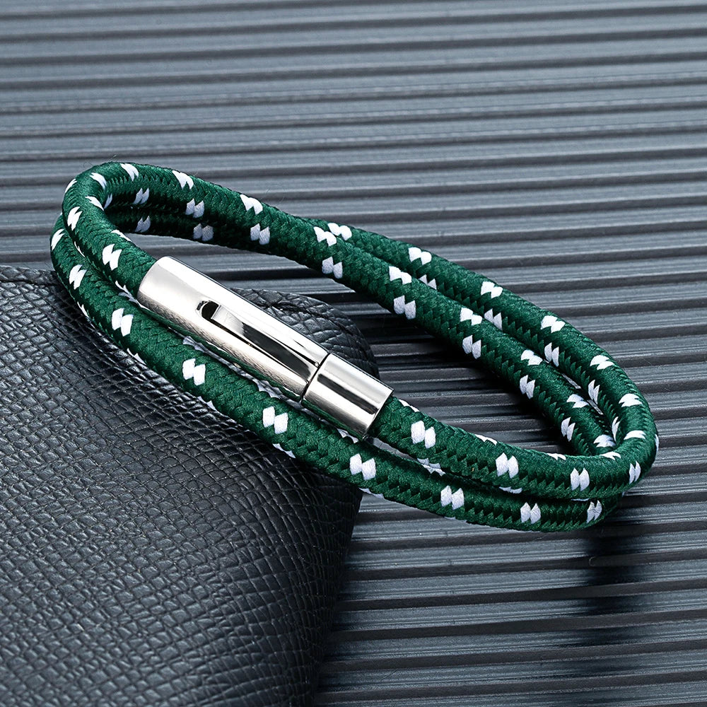 MKENDN Minimalist 5MM Nautical Rope Bracelet for Men Women Polished Stainless Steel Buckle Sailing Jewelry Homme Pulseras