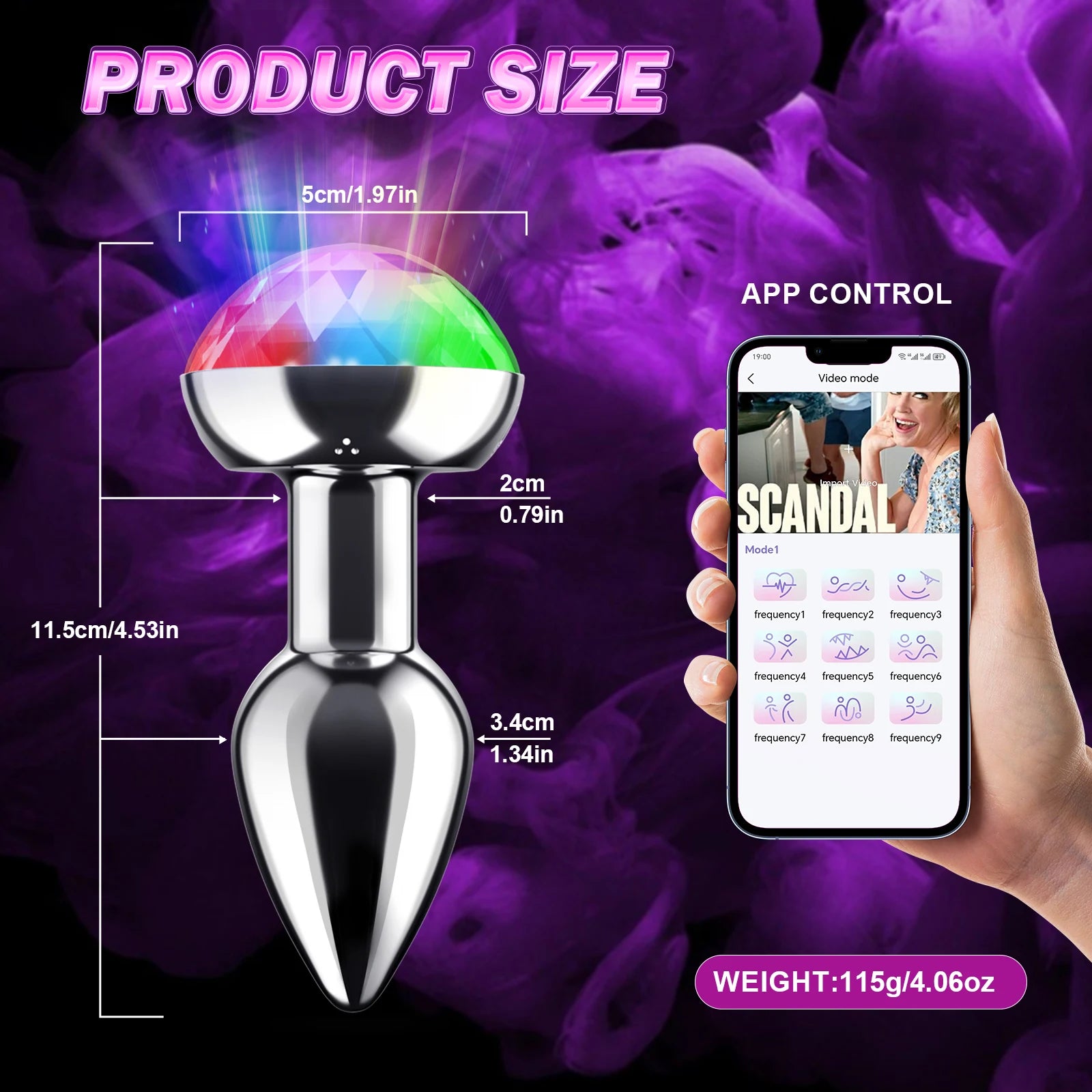 Anal Vibrator Wireless Control Female Vagina Masturbator Butt Plug Men Prostate Massager LED Colorful Light Sex Toys for Women