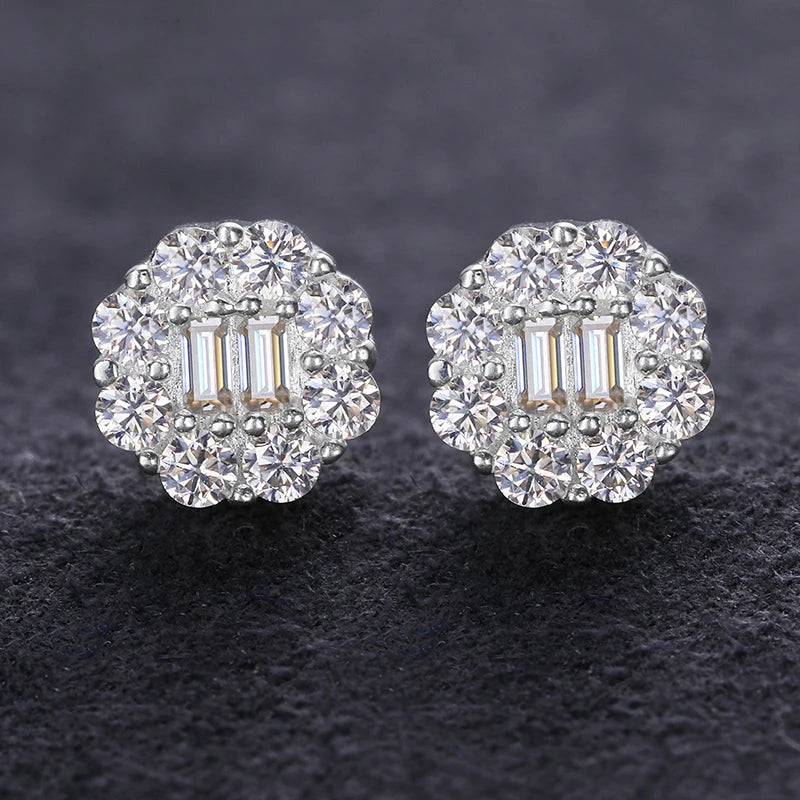 Top Quality 100% 925 Silver Earrings Fashion Classic Round Unisex Moissanite Earring  For Women Jewelry