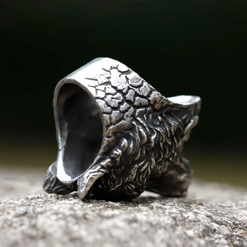 2023 NEW Men's 316L stainless steel rings Nose Viking Style Scandinavian wolf head Animal Ring Jewelry Amulet Gifts