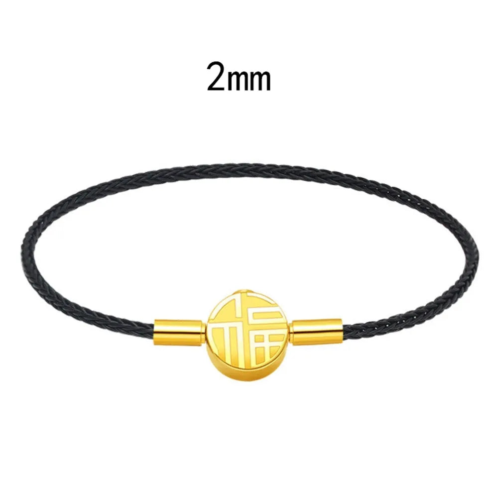 MKENDN Classic Men Women Stainless Steel Bracelet Lucky Red Steel Wire Rope Male High Quality Gold Plated Button Jewelry Gifts