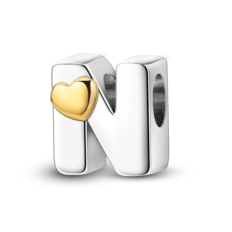 New 925 Sterling Silver Charm Beads 26 Letter Alphabet A-Z Charm Fit Original Charms Bracelet DIY Birthday Jewelry Gift Making