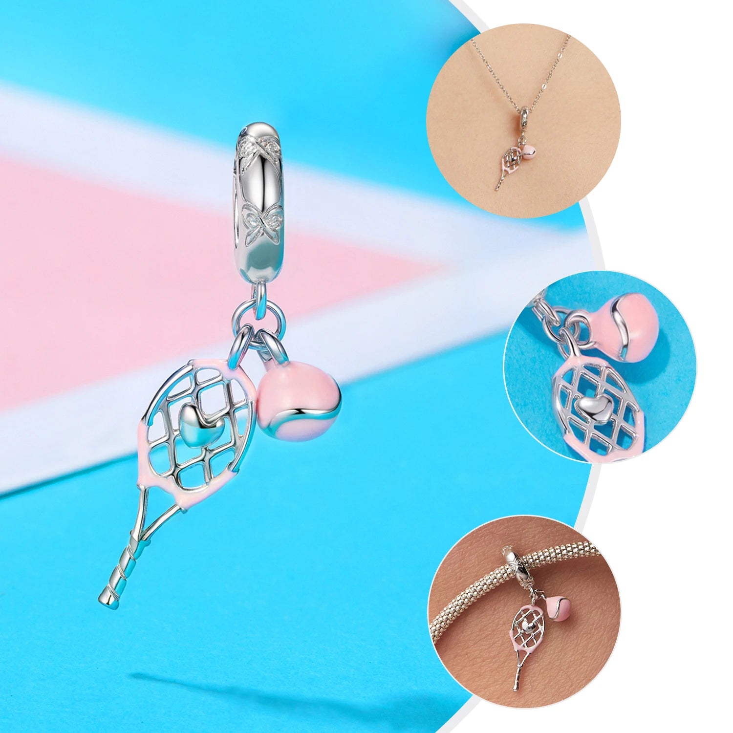 WOSTU 925 Silver Sports Series Charm Pendants Golf Badminton Rugby Basketball Volleyball Beads DIY Gift For Sport Player Family