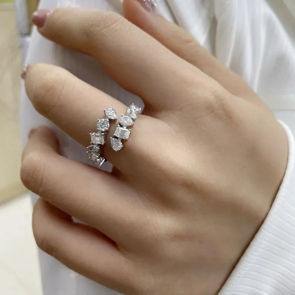 Serenity 2.6cttw Special Shape Cut D Color Moissanite Rings for Women S925 Sterling Silver Plated 18K Lab Diamond Eternity Rings