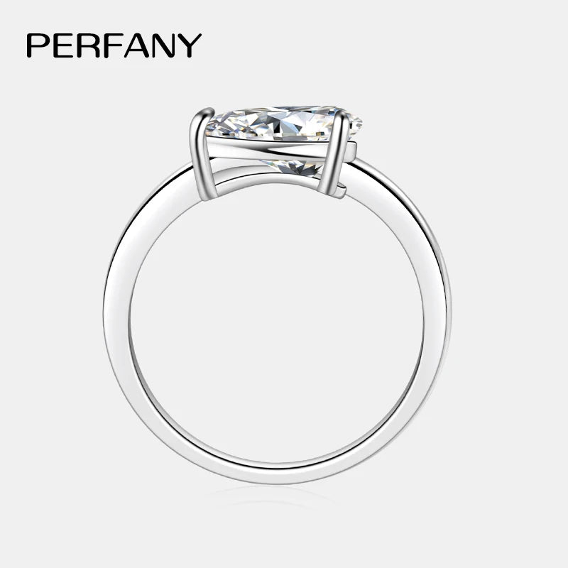PERFANY 1.5CT Pear Cut Moissanite Ring for Women S925 Pure Silver Waterdrop Laboratory Diamond Fashion Wedding Jewelry Gift