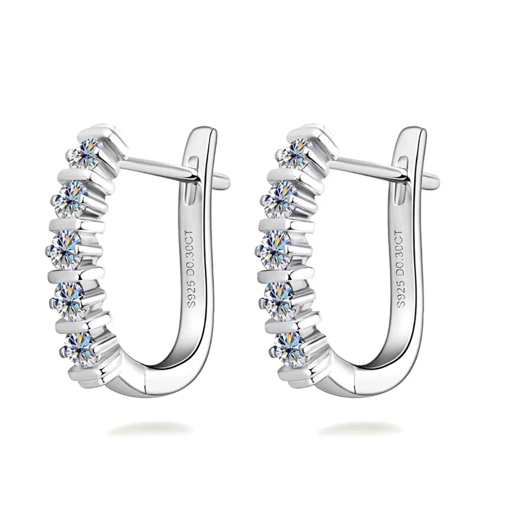 Serenity 2.5mm D Color Real Moissanite U Shape Earrings For Women Man Anniversary Gift 925 Sterling Silver Stud Ear Fine Jewelry - Madeinsea©