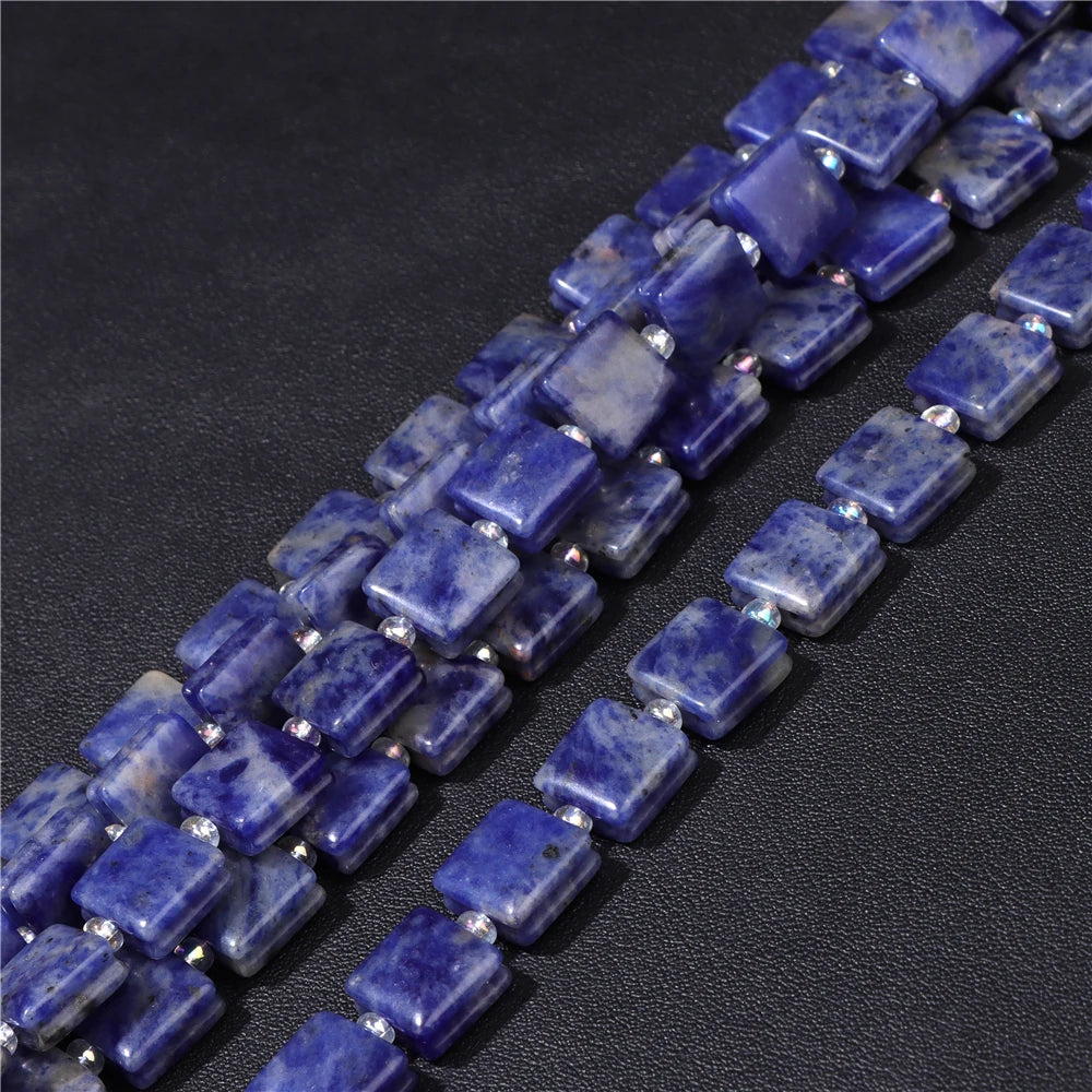 High Quality Gems Stone Bead Natural Cube Flat Square Loose Spacer Beads For Jewelry Making Bracelet Necklace DIY Crafts 10MM