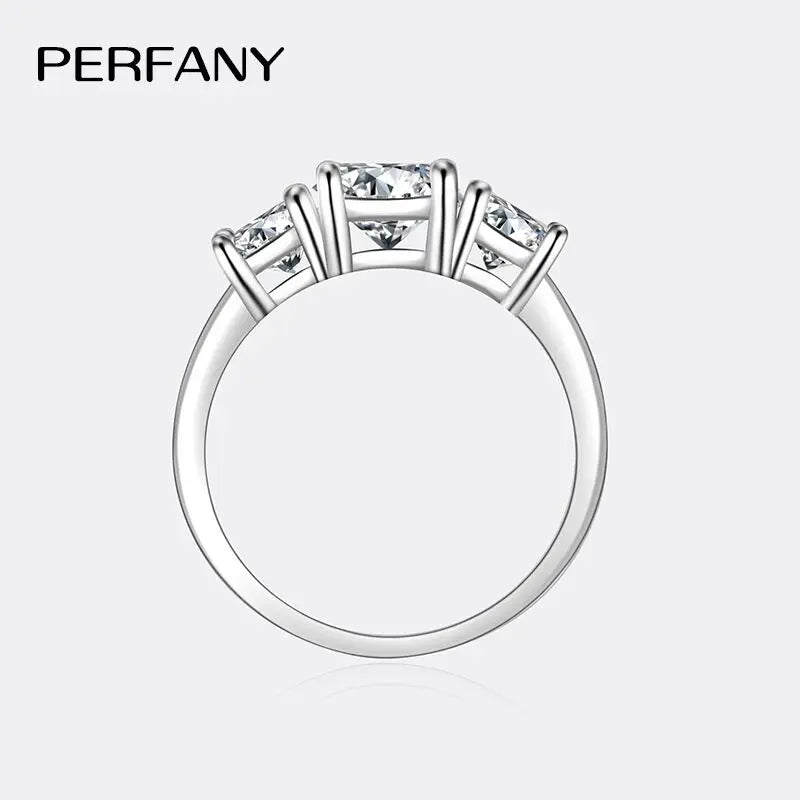 PERFANY 2/4CT Moissanite Ring for Women S925 Pure Silver Three Laboratory GRA Certified Diamonds Luxury Wedding Jewelry - Madeinsea©