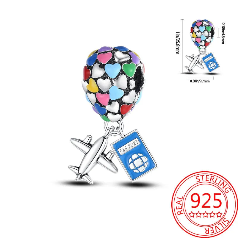 925 Sterling Silver Paris Tower Aircraft Travel Charm Pendant Beads Fit Charm Original Bracelet for Women Jewelry Making