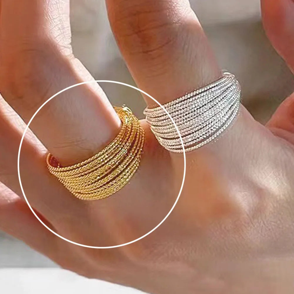 925 Sterling Silver Unique Lines Ring For Women Jewelry Finger Adjustable Open Vintage Ring For Party Birthday Gift