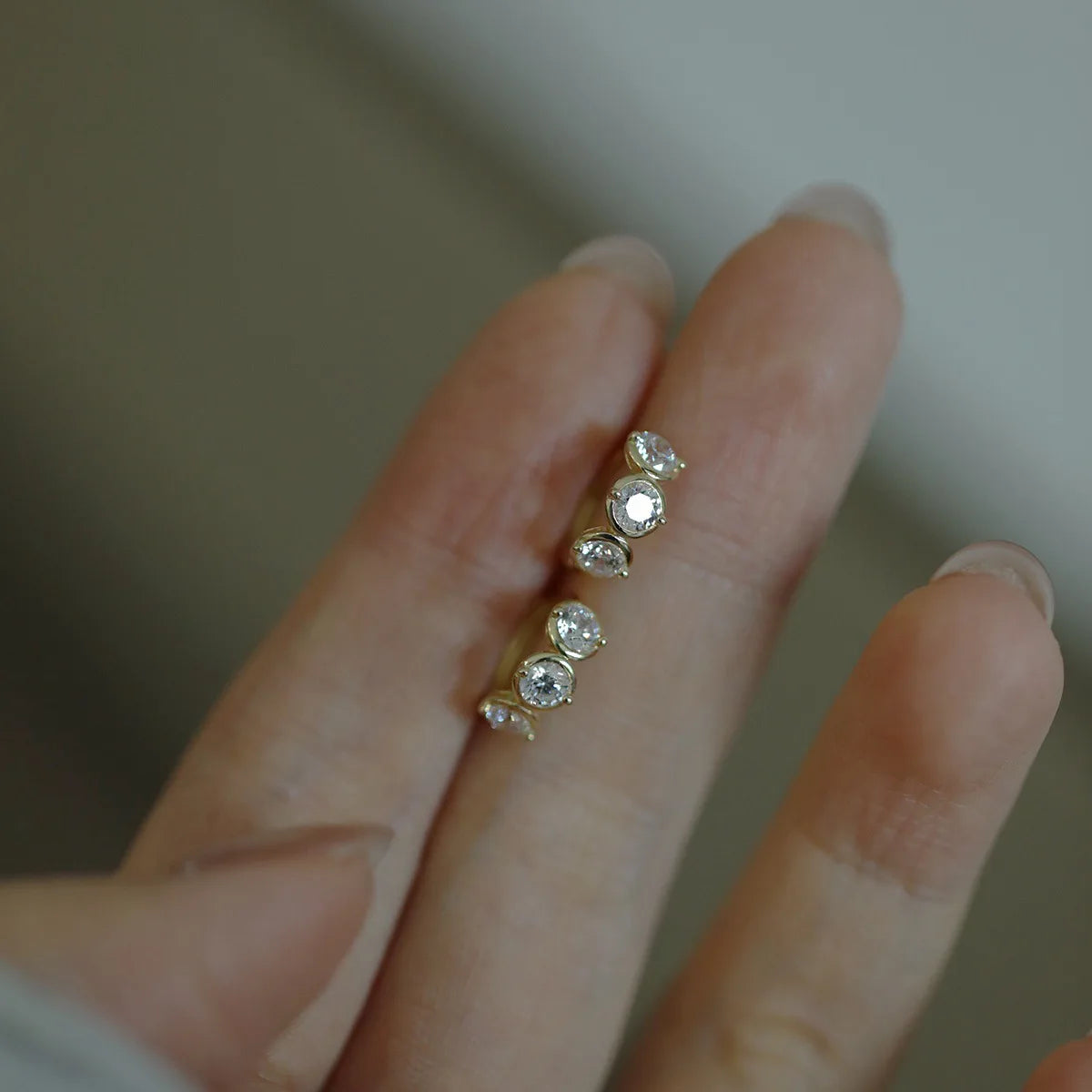 925 Sterling Silver Plated 14K Gold Fashionable Shiny Zircon Geometric Earrings for Women Exquisite Temperament Daily Jewelry